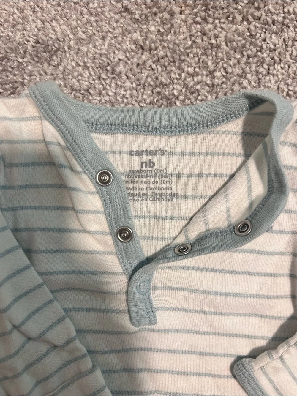 Striped Baby Gown in White and Light Blue